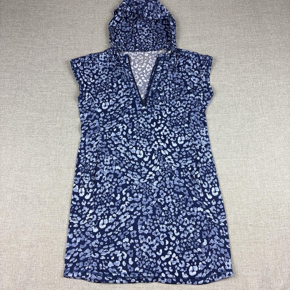 Tommy‎ Bahama T-Shirt Dress Womens XS Blue Animal Print Hooded Zip IslandZone